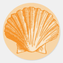 Mar anaranjado Shell del Protea tropical Etiqueta Redonda
