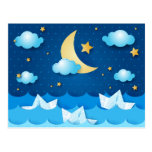 Mar en la noche tarjetas postales