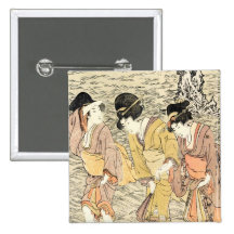 Mar japonés fresco de la mujer del ukiyo-e tres de pin