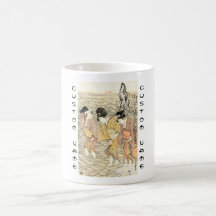 Mar japonés fresco de la mujer del ukiyo-e tres de tazas