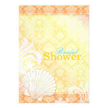 Mar Shell + Ducha nupcial de la playa del verano d Comunicados Personalizados