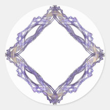 Marco del fractal del diamante del azul y del oro pegatinas  