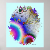 Marco oval del resplandor solar, firma del arte posters