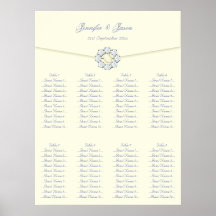 Marfil del plan del asiento del boda con la perla  poster