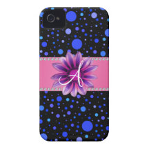 Margarita azul negra de la púrpura de los lunares  Case-Mate iPhone 4 funda