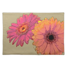 Margarita de 2 Gerbera, placemat Manteles