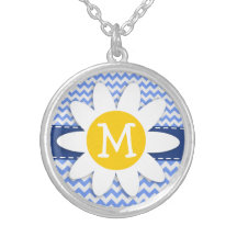 Margarita de la primavera; Modelo azul de Chevron Pendientes Personalizados