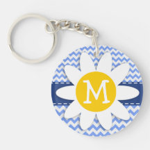 Margarita de la primavera; Modelo azul de Chevron Llavero