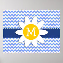Margarita de la primavera; Modelo azul de Chevron Impresiones