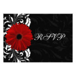 Margarita roja, blanco y negro RSVP del Gerbera de Comunicado Personalizado