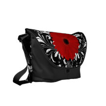 Margarita roja brillante del Gerbera en negro Bolsa De Mensajería