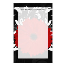 Margarita roja brillante del Gerbera en negro Papeleria De Diseño