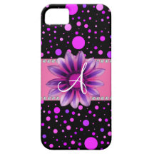 Margarita rosada de los lunares púrpuras negros de iPhone 5 funda