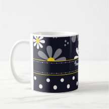 Margaritas femeninas y lunares de la MOD con nombr Taza De Café