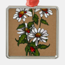 Margaritas y mariquitas: Arte original Adorno De Navidad