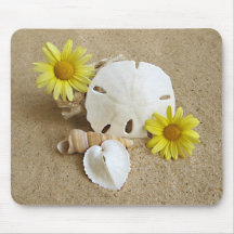 Margaritas y Seashells en la playa Alfombrilla De Raton