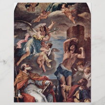 Maria Gloria con el arcángel Gabriel y St. Eusebi Tarjeton