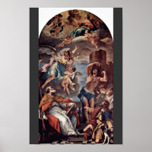 Maria Gloria con el arcángel Gabriel y St. Eusebi Posters
