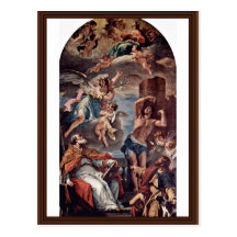 Maria Gloria con el arcángel Gabriel y St. Eusebi Tarjetas Postales