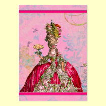 Marie Antonieta en rosa con el pavo real tarjetas de negocio