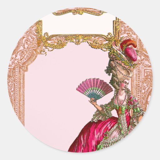 Marie Antonieta en rosas fuertes Etiquetas Redondas