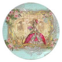 Marie Antonieta en Versalles en azul Plato Para Fiesta