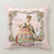 Marie Antonieta París y rosas rosados Almohada