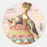Marie Antonieta y París rosada Etiqueta Redonda