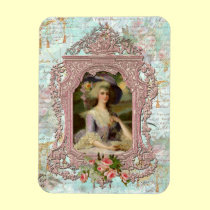 Marie Antonieta y rosas rosados imanes