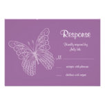 Mariposa afiligranada RSVP en púrpura Comunicado Personalizado
