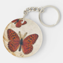 Mariposa anaranjada roja del vintage llavero