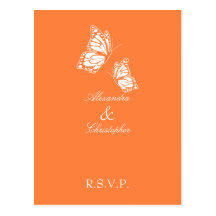 Mariposa anaranjada simple RSVP Tarjeta Postal