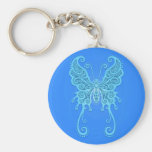 Mariposa azul clara compleja llavero
