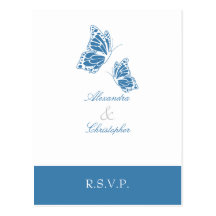 Mariposa azul simple RSVP 2 de Amparo Tarjetas Postales