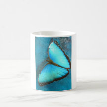 Mariposa azul tropical tazas de café