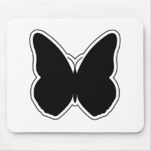 Mariposa blanco y negro alfombrilla de ratón