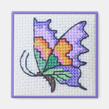 Mariposa brillante bordada mano imán para frigorífico