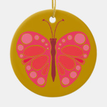 Mariposa caprichosa de la cereza 60s adorno de reyes