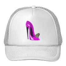 Mariposa con arte rosado del zapato del estilete gorros bordados