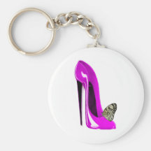 Mariposa con arte rosado del zapato del estilete llavero personalizado