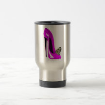 Mariposa con arte rosado del zapato del estilete taza de café