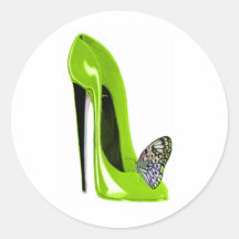 Mariposa con diseño del arte del zapato del estile pegatina redonda