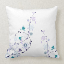 Mariposa de la primavera - azul y púrpura almohadas