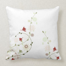 Mariposa de la primavera - rojo y aceituna almohada