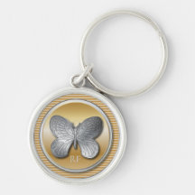 Mariposa de plata y de oro personalizada del efect llaveros