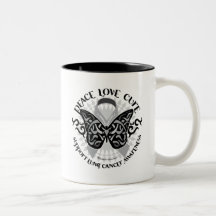 Mariposa del cáncer de pulmón tribal tazas de café