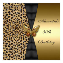 Mariposa del cumpleaños del animal del oro del leo invitación