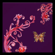 MARIPOSA del ORO, púrpura oscura roja brillante invitaciones