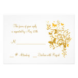 Mariposa del oro que casa la tarjeta de RSVP Invitación Personalizada