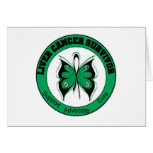 Mariposa del superviviente del cáncer de hígado tarjeton